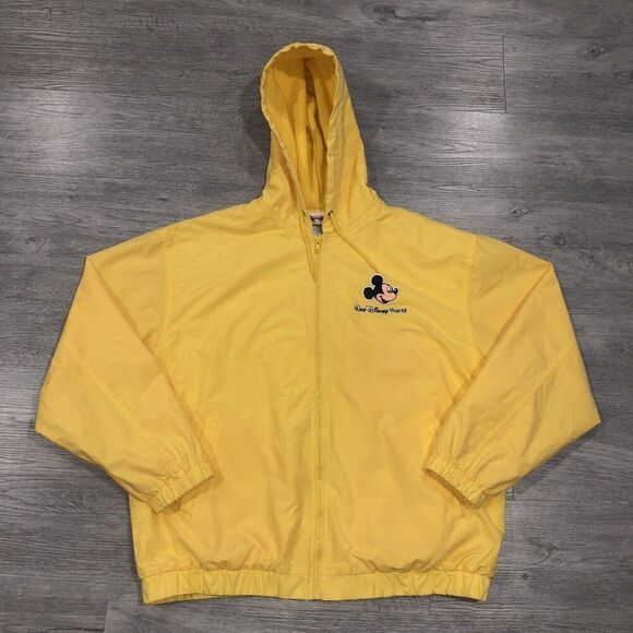 Vintage 1990s Men’s Size Large Mickey Walt Disney World Full Zip Yellow Hoodie - Picture 1 of 7